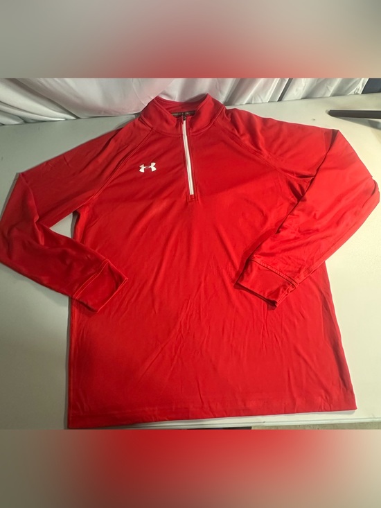 Under Armour Other - Under Armour Red Zip-Up Pullover with White Logo